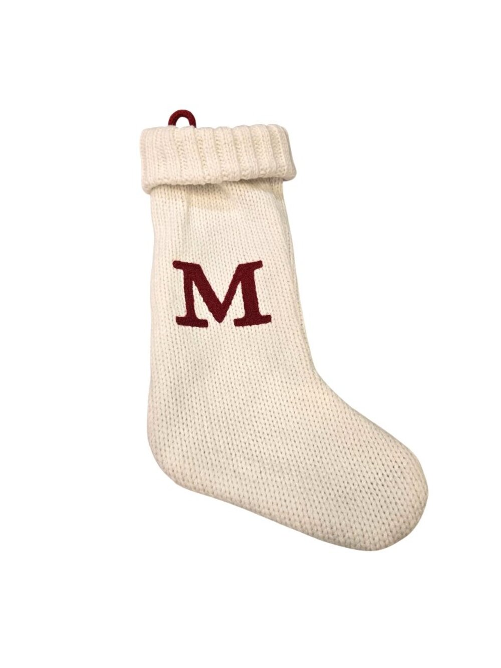 Target Wondershop Knitted Ivory Christmas Stocking Red "M" Monogram